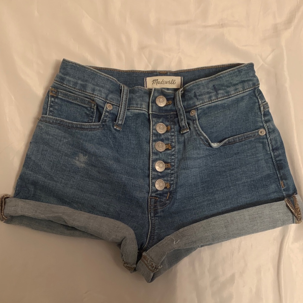 Madewell Women's High-Rise Denim Button-Up Shorts